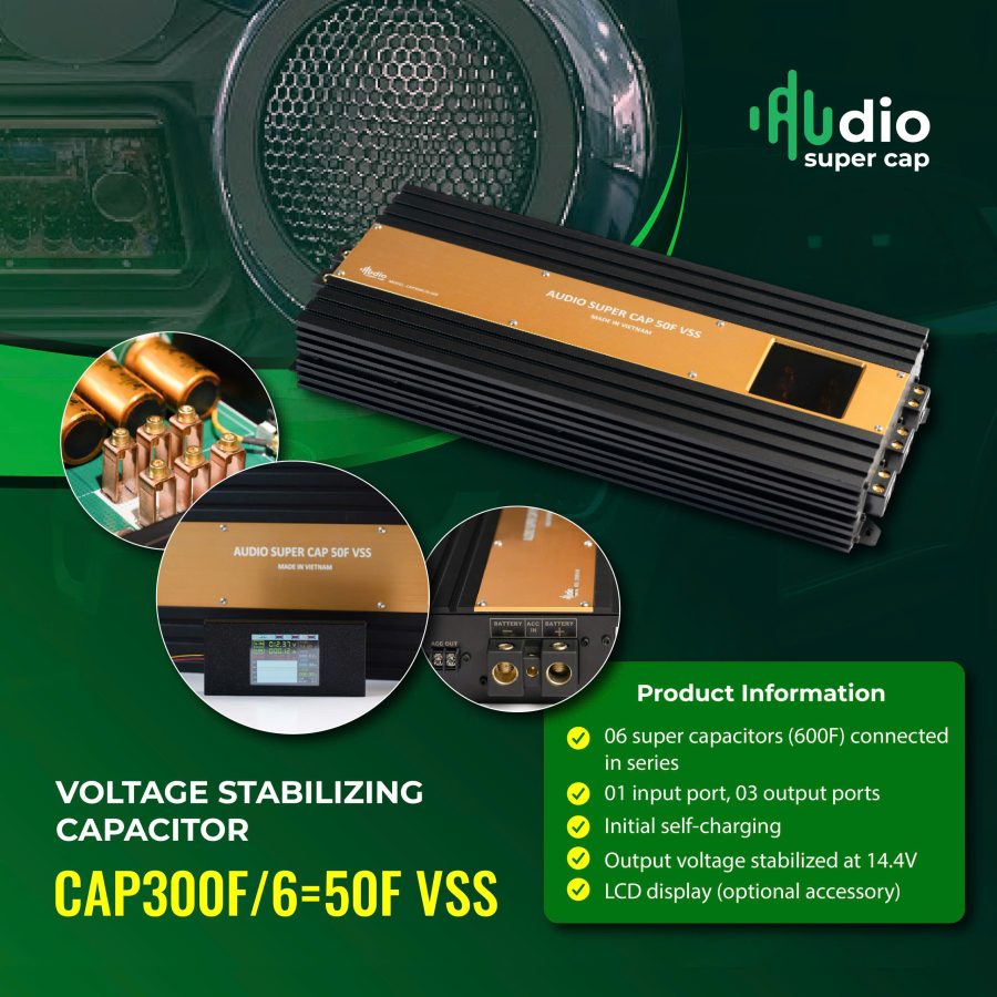 CAP300F/6=50F VSS - Super Capacitor With Voltage Stabilizing for Car Audio Systems